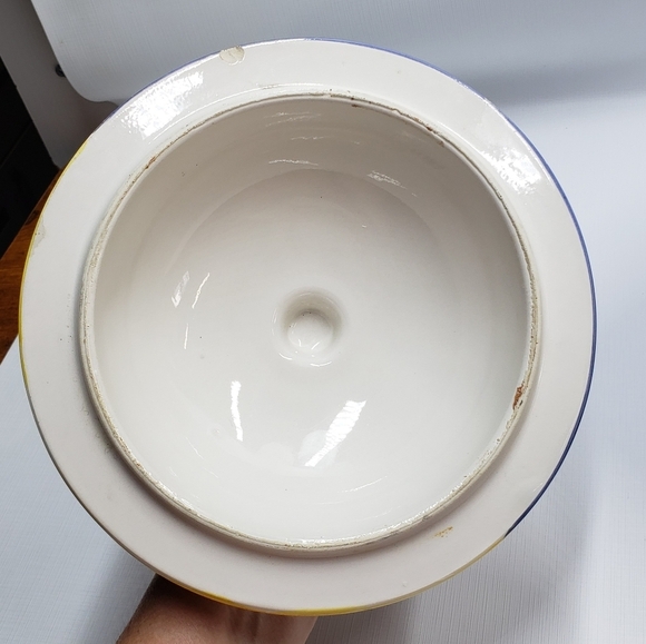 Pier 1 Imports Sun Face Cookie Jar Lid Yellow Blue Hand Painted  Made in Italy - Picture 9 of 16